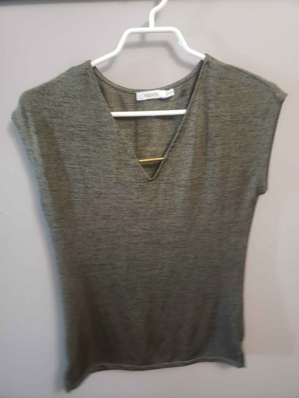 Ricki's Olive V-Neck Tank with Gold Accent
